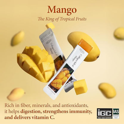 WELLINUS Korean Collagen Jelly Sticks - 25 Mango Flavored Marine Collagen Peptide Snacks for Anti-Aging- Collagen Protein Sugar-Free, Travel Packs for Hair & Nail Strength