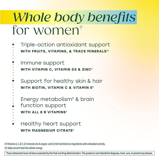 MegaFood Women’s Whole Body Multivitamin Gummies - Multivitamin For Women With Vitamin C, Magnesium Citrate, Vitamin D3, Folate, Biotin & Zinc - Brain, Heart & Immune Support - 90 Gummies, 30 Servings