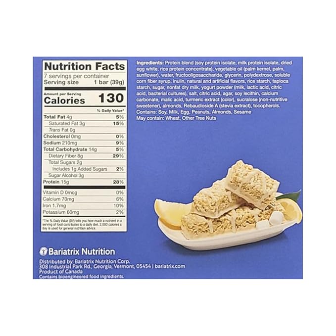 PROTIFIT - Low Calorie Snack Bar for Healthy Diets, High Protein, 15g Protein, Low Carb, Low Sugar, Ideal Protein Compatible, 7 Servings Per Box (Lemon Fluffy)