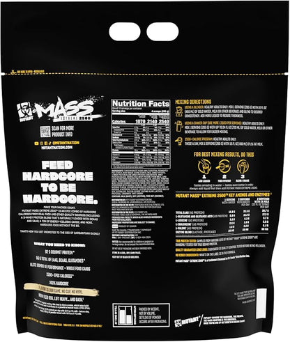 Mutant Mass Extreme 2500 Gainer - Whey Protein Powder with 3-Source Whey Protein Blend & Whole Food Carbs - High Calorie Mass Gainer for Muscle Building & Weight Gain - Cookies & Cream, 12 lbs