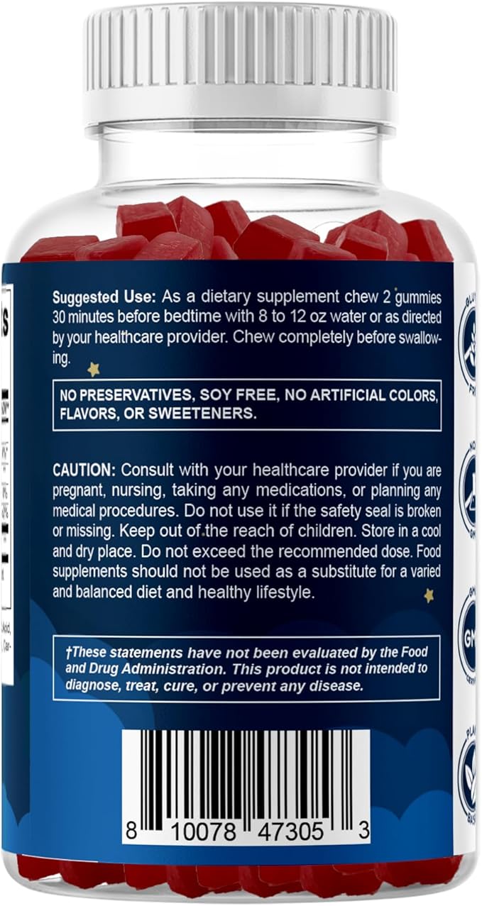 Vitamatic Sugar Free Melatonin 60 mg - 60 Vegetarian Gummies - Non-Habit Forming Supplement- 2 Pack