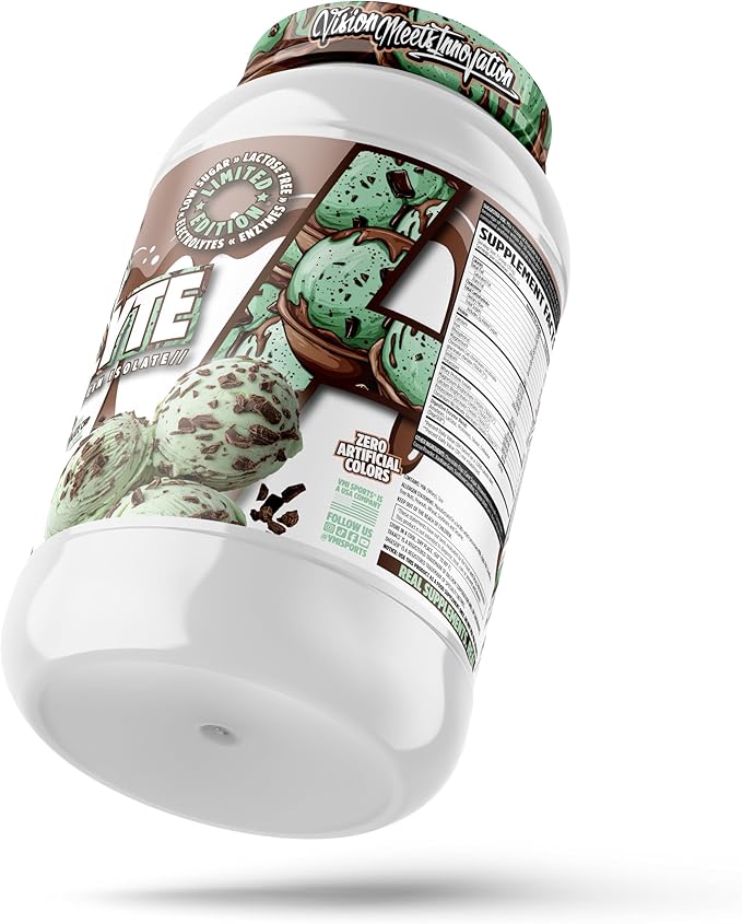 VMI Sports Protolyte 100% Whey Protein Isolate | Electrolytes Plus Enzymes | 22-25 Grams per Serving | Lactose and Gluten Free, Low Fat, Carbs & Sugar (1.63 lb, Mint Chocolate Chip)