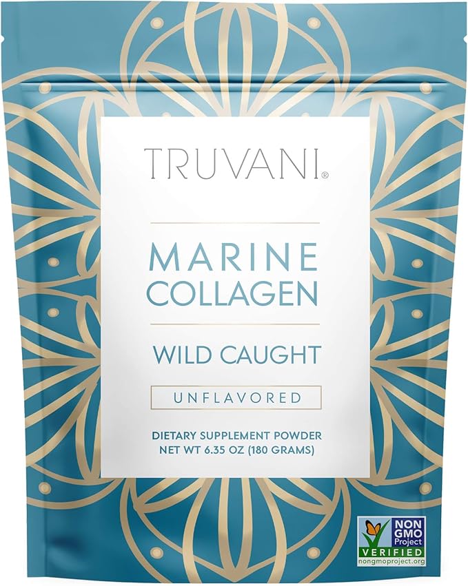 Truvani Wild Caught Hydrolyzed Marine Collagen Protein Powder | Collagen Protein Supplement with Type 1,2 & 3 | Non-GMO | Gluten Free Fish Collagen | 15 Servings