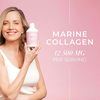 Swedish Collagen Deluxe | 12,500 mg Hydrolyzed Marine Collagen Liquid Supplement - 3 x 500 ml (1,500 ml in Total), 60 Day Supply | Hyaluronic Acid, Biotin & Vitamin C for Hair, Skin, Nails & Joints