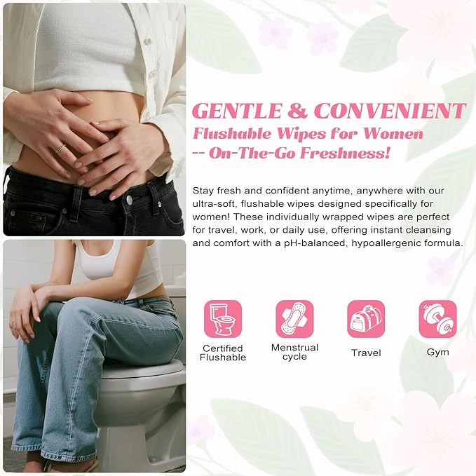 Feminine Wipes Individually Wrapped, Flushable Wipes Travel,Feminine Care Vaginal Wipes for Adult,Women, Girl and Homeless (Pack of 150,Unscented,Lavender and Chamomile)
