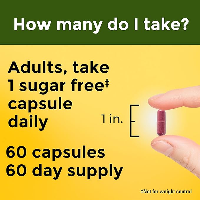Nature Made Cranberry Supplement 500mg with Vitamin C for Immune & Antioxidant Support, Cranberry Blend for Urinary Tract Health, One Per Day, 60 Capsules