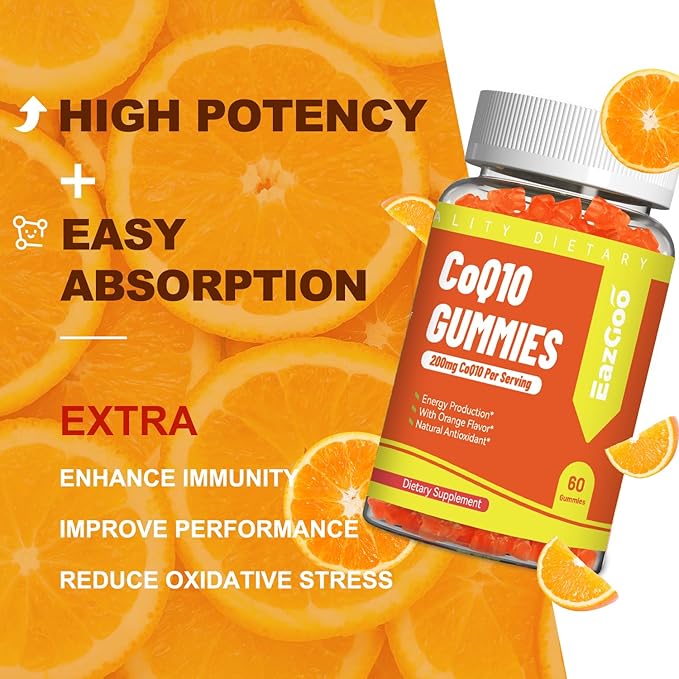CoQ10 Gummies 200mg, Vegan Supplement for Energy Production, Non-GMO, Gluten Free (120 Gummies)