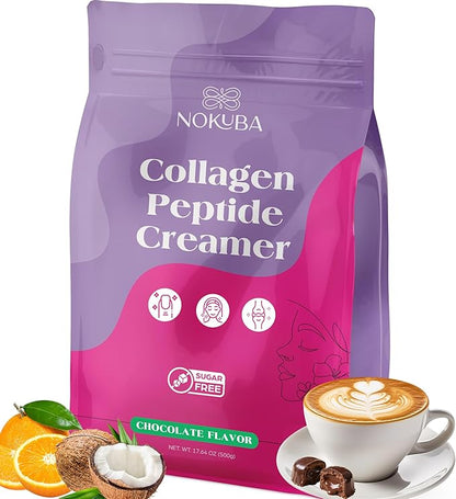 Collagen Protein Coffee Creamer Powder with Coconut MCT, Hyaluronic Acid, Vitamin C & Probiotics for Hair Skin and Nails, Gut Health, Non Dairy, Sugar Free, Keto, Chocolate, 17.64 Ounce (20 Servings)