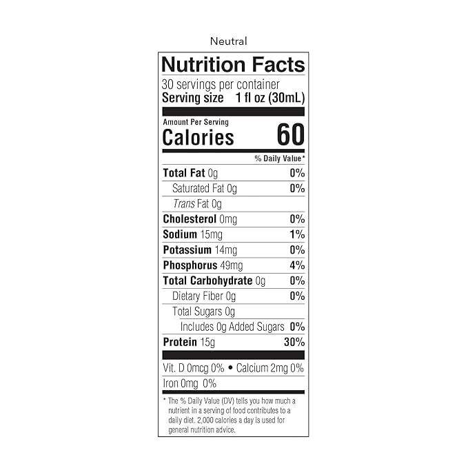 ProSource NoCarb Liquid Protein, Neutral Flavor, 30 Ounce Bottle - 1/Each