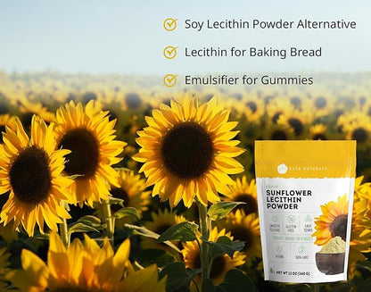 Kate Naturals Sunflower Lecithin Powder for Baking Bread, Gummies, Cooking. Lecithin Supplement for Clogged Milk Ducts. Substitute for Soy Lecithin Powder (12oz, Non-GMO)