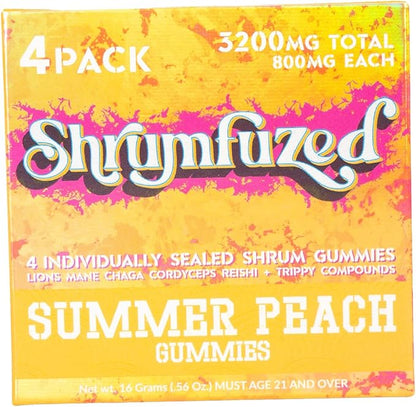 Shrumfuzed Proprietary Nootropic Gummy 3200mg - Lion's Mane, Reishi, Chaga, and Cordycep Nootropic Mushroom Blend (4, Summer Peach)