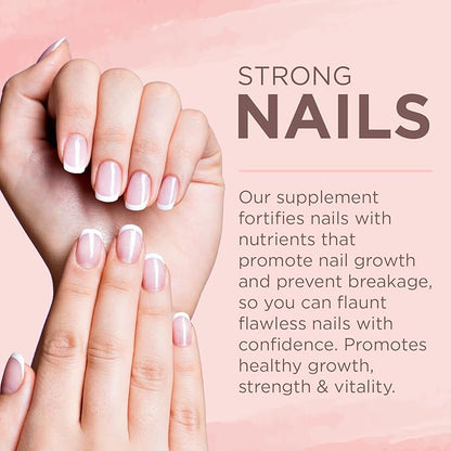 Hair Skin and Nails Vitamins – 5000mcg Biotin with Vitamin C, E, Collagen, Hyaluronic Acid, Argan & Coconut Oil – Luscious Hair Growth & Radiant Skin Supplement for Women – 120 Softgels