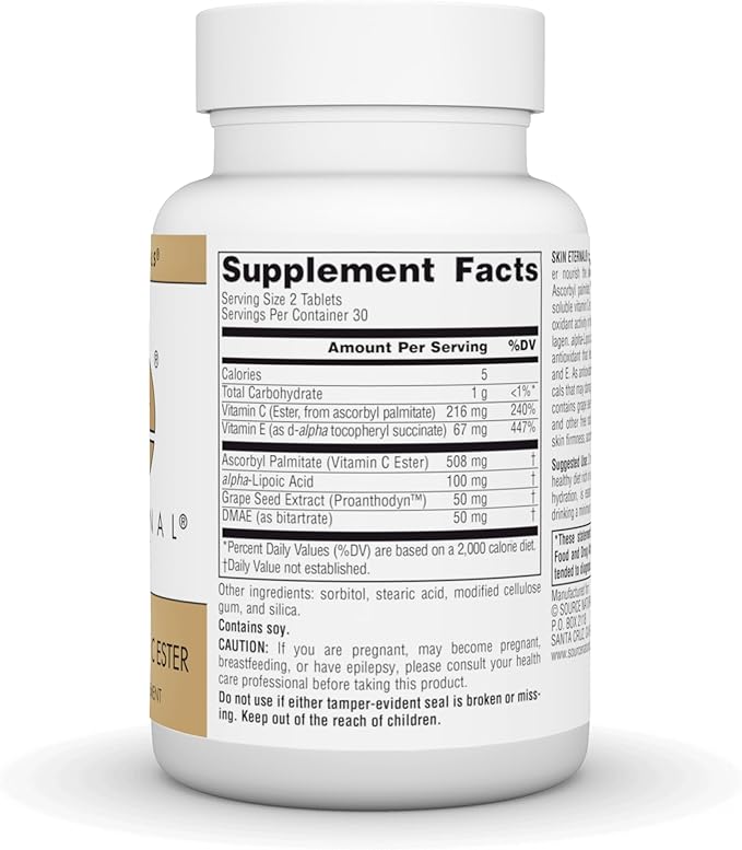 Source Naturals Skin Eternal Tablet with DMAE, LIPOIC Acid, & C Ester - 60 Tablets