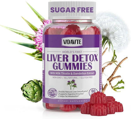 Liver Cleanse Detox & Repair Gummies — Sugar-free, US-Made, 1500mg Milk Thistle Supplement with Artichoke, Dandelion and 20+ Herbs — Liver Support Supplement for Men & Women(60 Vegan Gummies)