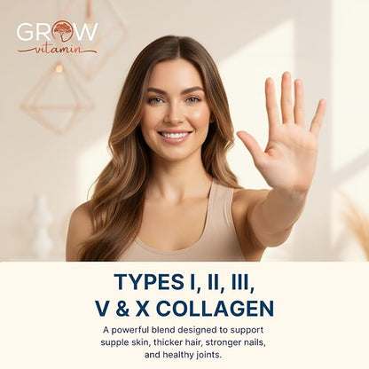 Collagen Multi Collagen Powder for Women w/Types I, II, III, V & X - Keto Friendly, Hydrolyzed Collagen Peptides Powder Blend w/Biotin & Vitamin C, 41 Servings