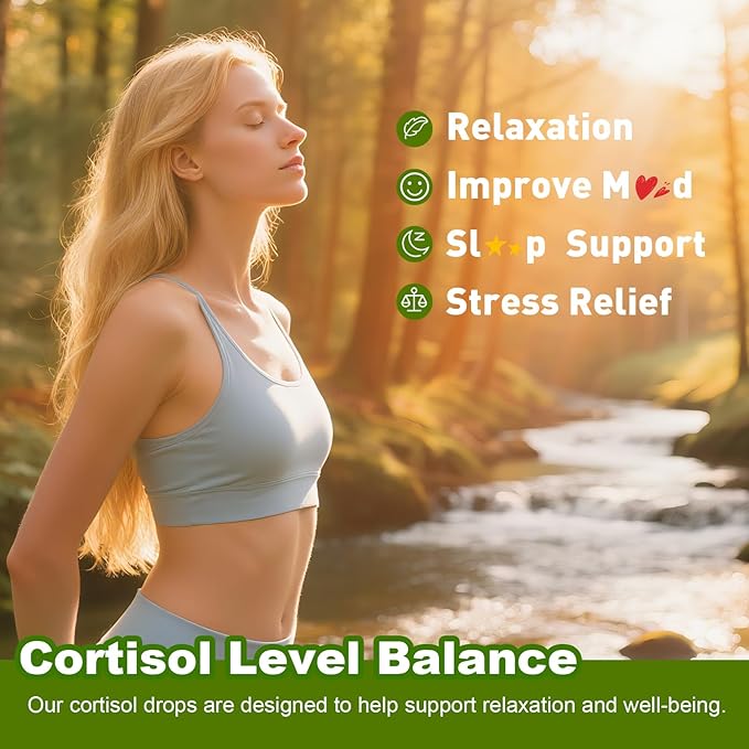 Cortisol Supplements for Women & Men, Cortisol Wellness Liquid Drops for Hormone Balance, Relaxation, Zzz, Stress, Focus Support with Ashwagandha, Rhodiola, L-Theanine, Lemon Flavor, 2 FL OZ