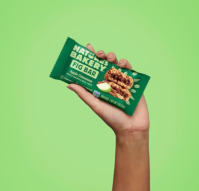 Nature's Bakery Whole Wheat Fig Bars, Apple Cinnamon, Real Fruit, Vegan, Non-GMO, Snack Bar, 1 Box With 12 Twin Packs (12 Twin Packs) (Pack of 2)