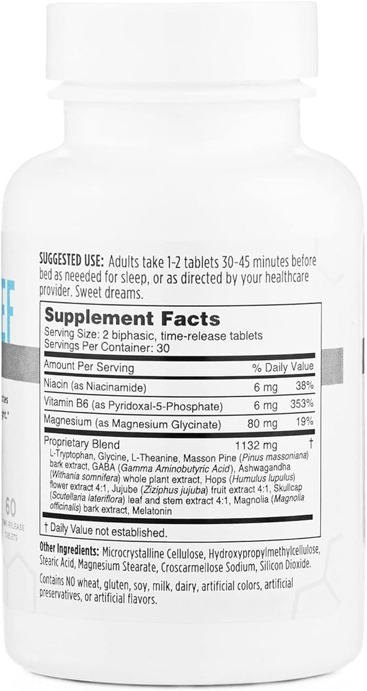 NBI Sleep Relief Melatonin Natural Formula | Soothing Bedtime Supplement | Sleep Support with Magnesium and L-Theanine | 60ct Tablets