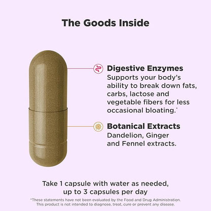 OLLY Beat The Bloat Capsules, Digestive Support Enzymes, Supplement for Women - 25 Count (Pack of 2)