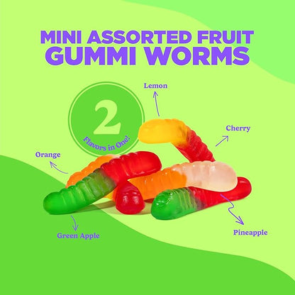 Albanese Candy, Mini Assorted Fruit Gummi Worms, 5-pound Bag