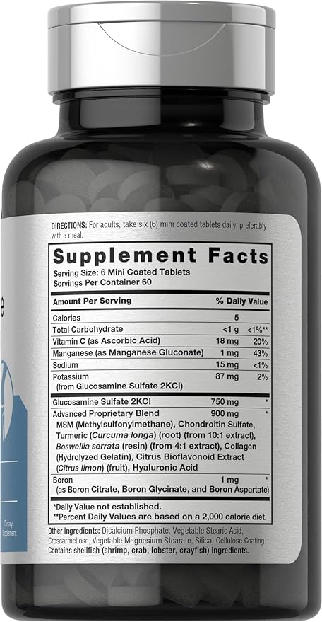 Horbäach Glucosamine Chondroitin MSM Turmeric | 360 Mini Coated Tablets | Advanced Glucosamine Formula | Non-GMO and Gluten Free Supplement