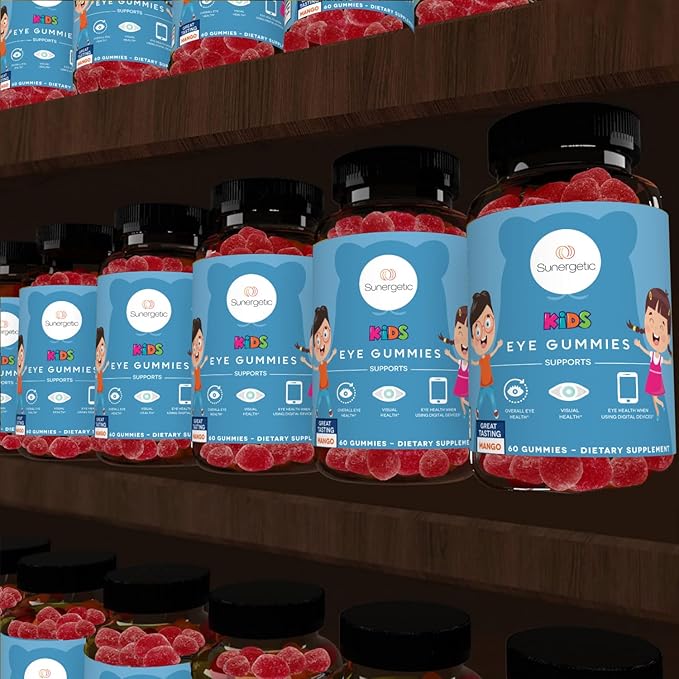 Sunergetic Premium Eye Support Gummies for Kids - Lutein with Zeaxanthin Supports Overall Eye Health, Vision & Macular Health–Clinically Studied Lutein & Zeaxanthin with Lutemax 2020-60 Gummies