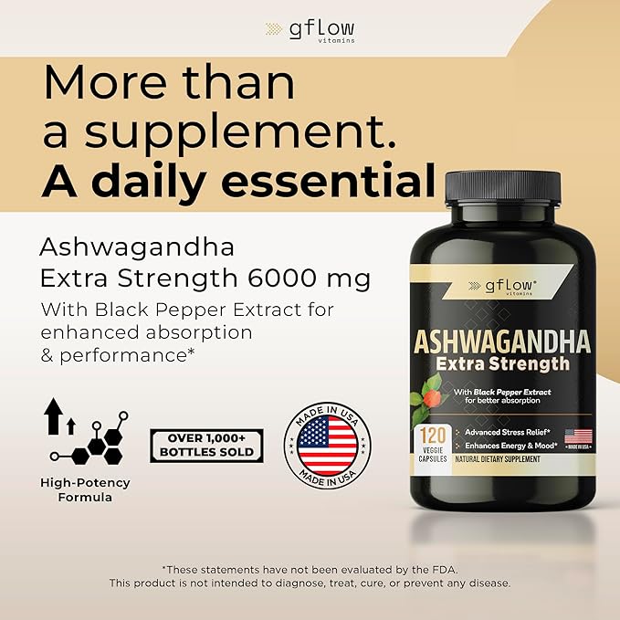 Ashwagandha Supplements for Women and Men | Sleep, Mood and Energy Support | Extra Strength, Vegan Friendly, Non-GMO, Made in USA - Pack of 2