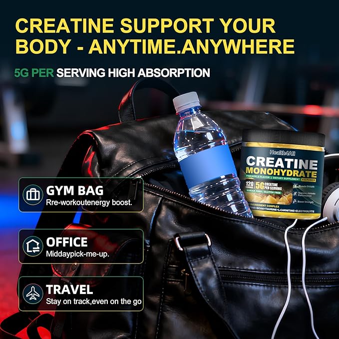 Health4All Creatine Monohydrate Gummies 5g for Men & Women, Creatine Gummy for Strength Energy & Muscle Growth Support Pre-Workout Supplement - Pineapple 120 Gummy