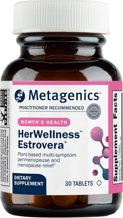 Metagenics HerWellness Estrovera - Hormone-Free Plant-Based Supplement - Supports Menopause & Perimenopause Relief - Hot Flashes, Night Sweats, Multi-Symptom Support - Vegetarian, Non-GMO - 30 Tablets