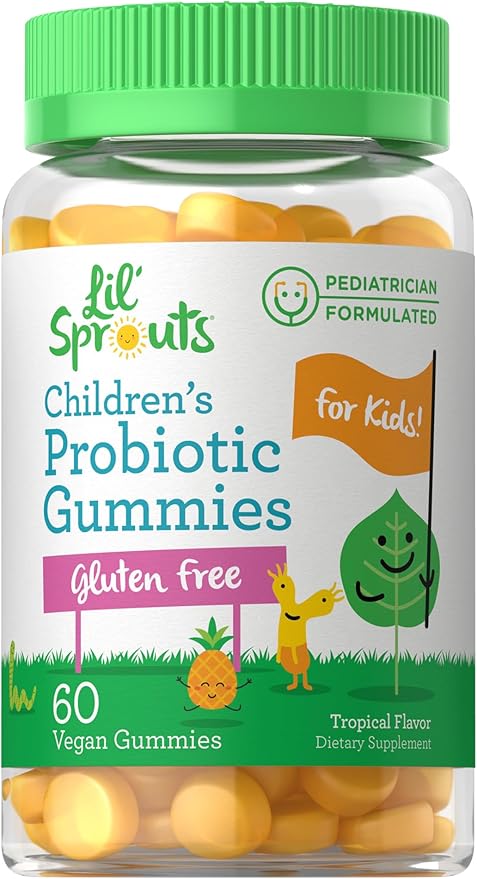 Carlyle Probiotics for Kids | 60 Gummies | Tropical Flavor | Vegan, Non-GMO & Gluten Free Supplement | by Lil' Sprouts