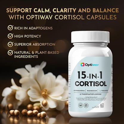 Cortisol Detox Supplement for Women Men - Control & Lowering High Cortisol Level - Balance Calm Stress Relief Cleanse Adrenal Health Support - Magnesium Ashwagandha Cortisol Blocker Reducer