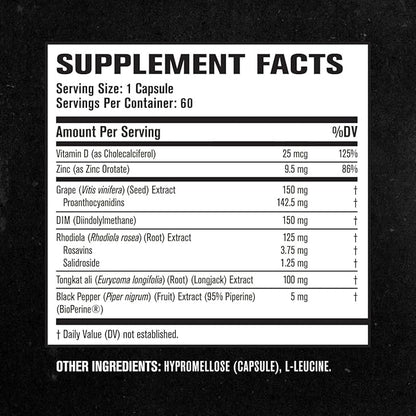 Jacked Factory Androsurge Estrogen Blocker for Men - Natural Testosterone Booster for Men & Estrogen Metabolizer with Tongkat Ali, DIM, Long Jack & More - Test Booster & Muscle Builder - 60 Count