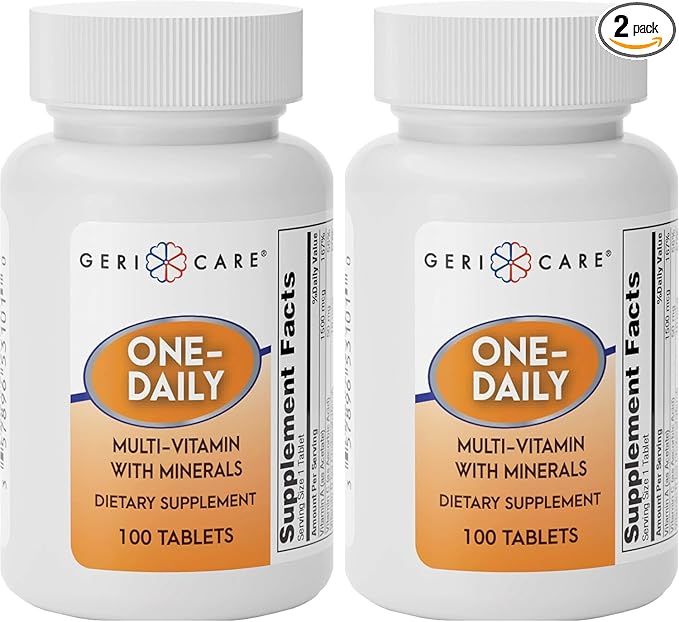 GeriCare One-Daily Multivitamins with Minerals (100 Tablets) High-Potency Multi-Vitamin & Multimineral Dietary Supplement for Immunity, Energy | Complete Daily Nutritional Support (2 Pack)