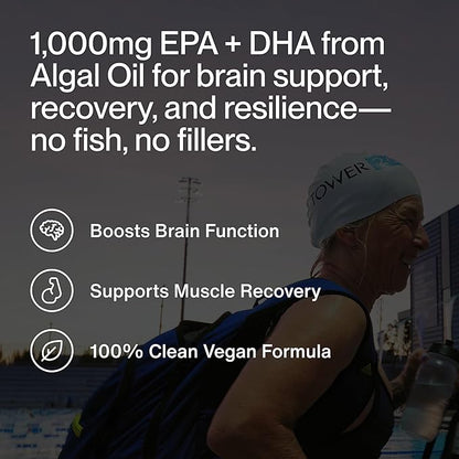 Momentous Vegan Omega-3 - Plant-Based EPA & DHA Supplement for Men & Women - Sourced from Algae Oil - Supports Heart, Joint, & Brain Health - NSF Certified for Sport - 1,000 mg - 30 Servings