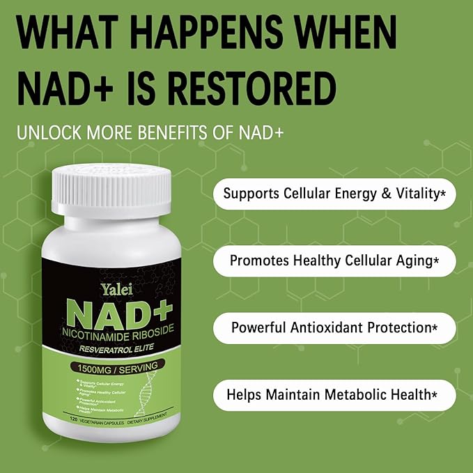 NAD Resveratrol Supplement 1500mg,120 Veggie Capsules | Liposomal NAD Plus Boosting | Support Cellular Health, Stamina & Healthy Aging for Women & Men | Non-GMO