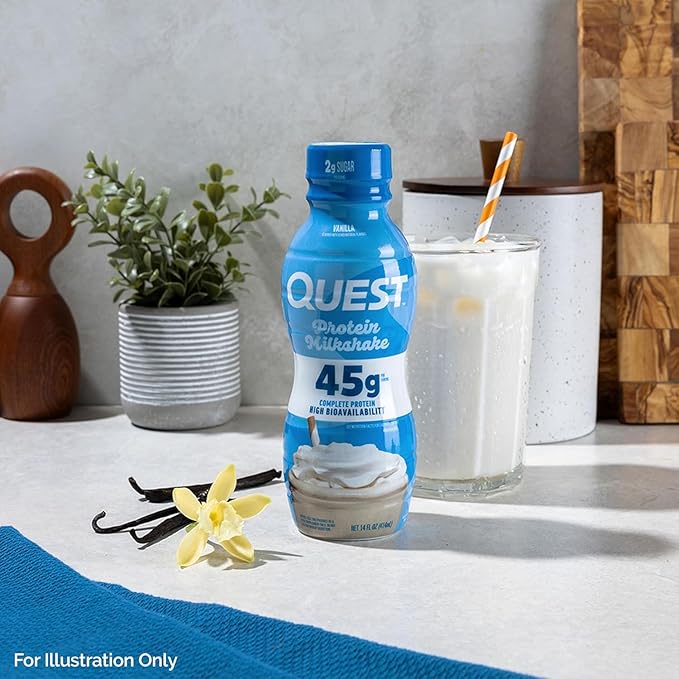 Quest Nutrition Vanilla Protein Shake,45g Protein,2g Sugar,3g Net Carbs,Ready to Drink,Gluten Free,(Pack of 24)