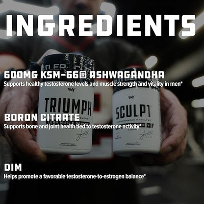 TRIUMPH Testosterone Booster for Men: Best Test Booster and Estrogen Blocker for Men with DIM, KSM 66 Ashwagandha, and Boron Citrate, Build Natural Lean Muscle Mass and Strength, 56 Veggie Capsules
