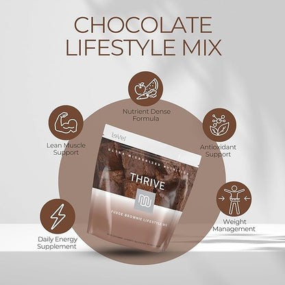 Thrive Protein Shake | 16 Packets (35g Each) | Gluten-Free, Pea Protein, Probiotics, Fiber & Digestive Enzymes | Supports Lean Muscle (16 Packets (Single Servings), Fudge Brownie)
