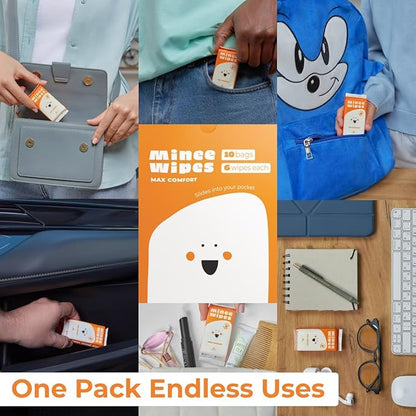 Impossibly Compact Travel Wipes - 99.5% Water - Safe for Sensitive Skin & Hypoallergenic, Resealable, Thick & Durable - For Adults, Kids & Baby Care - Unscented, 60 Pack Total 360 Wipes