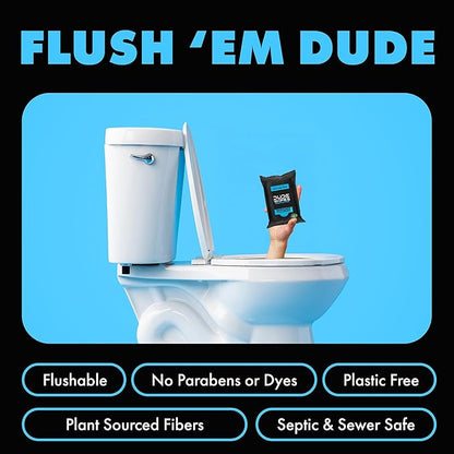 DUDE Wipes Unscented Travel Wipes - 6 Packs of 18 (108 Count) - Extra-Large Adult Flushable Wipes for Sensitive Skin - Infused with Vitamin E and Aloe - Septic and Sewer Safe