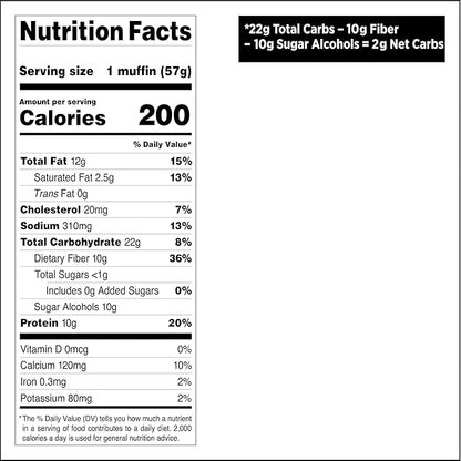 Quest Nutrition Chocolate Chip Muffin, 10g Protein, 2g Net Carb, Less than 1g Sugar, Protein Snack, 8 Count