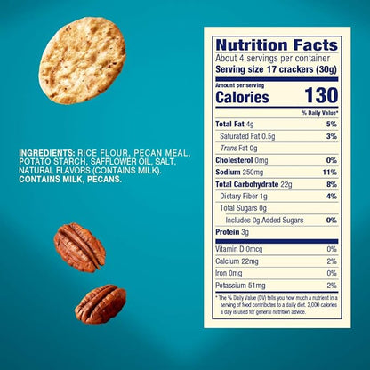 Blue Diamond Almonds, Pecan Thins Gluten Free Cracker Crisps perfect for Snacking, 4.25 oz
