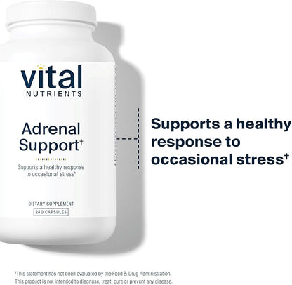 Vital Nutrients Adrenal Support - Adrenal Support Supplements for Gland Function and Cortisol Management - Supports Energy and Stress Levels - Gluten, Dairy, Soy Free - 240 Capsules