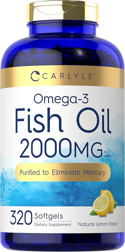 Carlyle Fish Oil Omega 3 Supplements | 2000mg | 320 Softgels | EPA & DHA | 600mg Total Omega-3 | Non-GMO, Gluten Free Pills