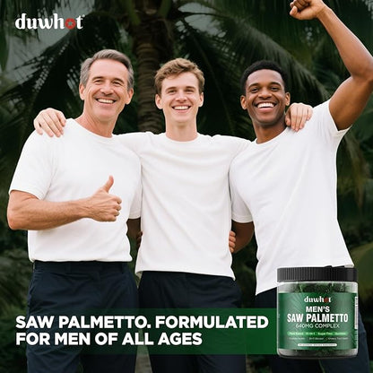 duwhot Saw Palmetto Gummies for Men, Organic Saw Palmetto with Pumpkin Seed Oil for Men Overall Health, Enhanced with Pygeum, Nettle, Sugar-Free, Vegan, 60 Chewables
