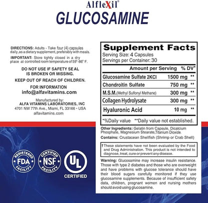 Premium Glucosamine & Chondroitin Nutritional Supplement - Healthy Joint, Bone & Knee Support - Rich in MSM & Collagen - Organic Natural Ingredients - Made in USA - 120 Capsules - 2 Pack