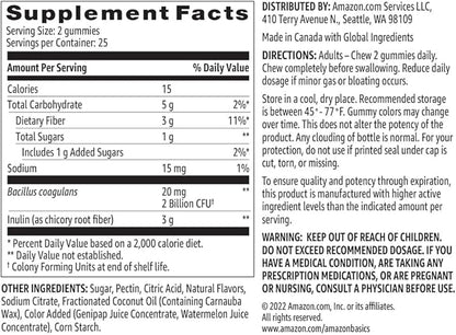 Amazon Brand - Solimo Prebiotic & Probiotic Gummies, Two Billion CFU, Blue Raspberry, 50 Count (2 per Serving) (Pack of 2)