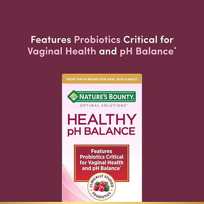 Nature's Bounty Probiotics for Women, Vaginal Probiotics for Healthy pH Balance, 2 Billion CFU, Clinically Studied Strains, Optimal Solutions pH Balance Pills, 30 Vegetarian Capsules