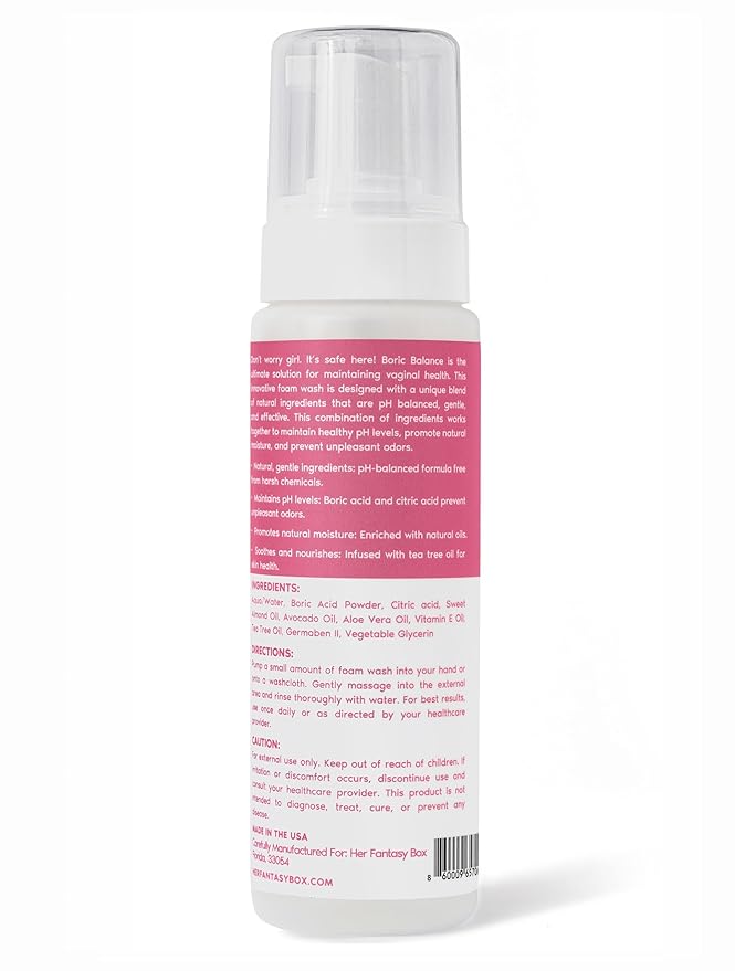Her Fantasy Box | Boric Balance Yoni Foam Wash - Naturally Safe, pH-Balancing, Gentle Cleansing Formula for Daily Care, Odor Control, and Feminine Hygiene, 6 oz