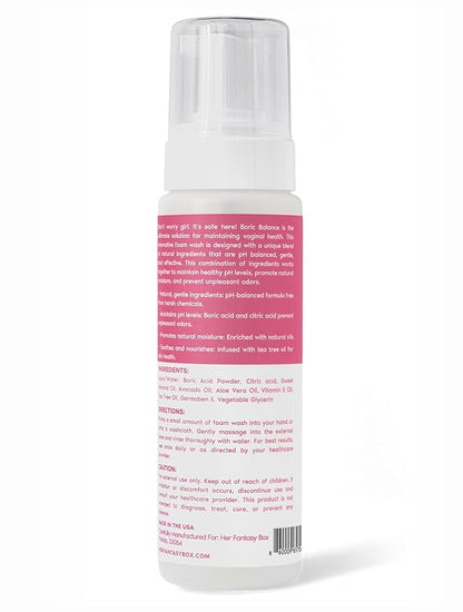 Her Fantasy Box | Boric Balance Yoni Foam Wash - Naturally Safe, pH-Balancing, Gentle Cleansing Formula for Daily Care, Odor Control, and Feminine Hygiene, 6 oz